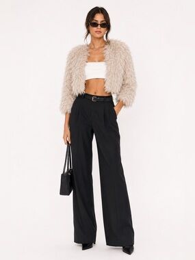 Leyendecker Faux Fur Sherpa Crop Jacket